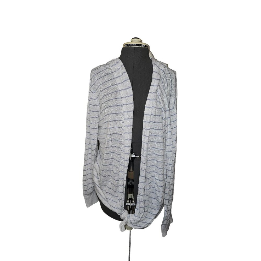 Cynthia Rowley Hooded Open Front Light Cardigan 3X Stripe Beach Sweater